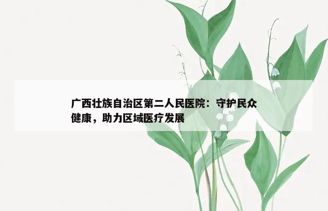 广西壮族自治区第二人民医院：守护民众健康，助力区域医疗发展