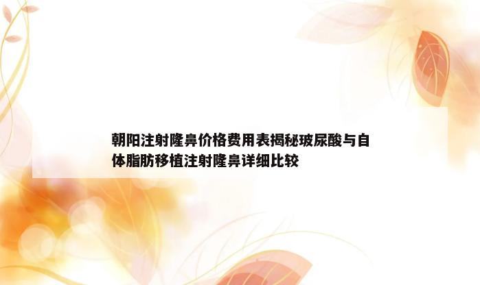 朝阳注射隆鼻价格费用表揭秘玻尿酸与自体脂肪移植注射隆鼻详细比较