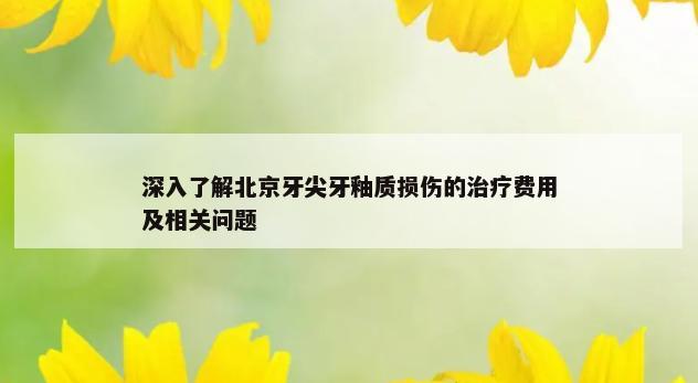 深入了解北京牙尖牙釉质损伤的治疗费用及相关问题