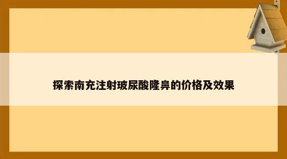 探索南充注射玻尿酸隆鼻的价格及效果