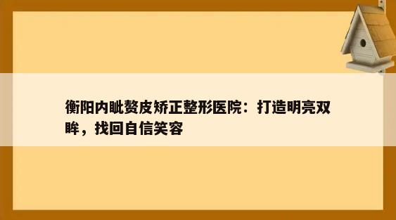 衡阳内眦赘皮矫正整形医院：打造明亮双眸，找回自信笑容