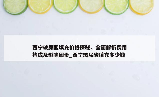 西宁玻尿酸填充价格探秘，全面解析费用构成及影响因素_西宁玻尿酸填充多少钱