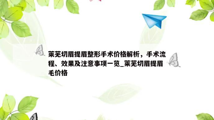 莱芜切眉提眉整形手术价格解析，手术流程、效果及注意事项一览_莱芜切眉提眉毛价格