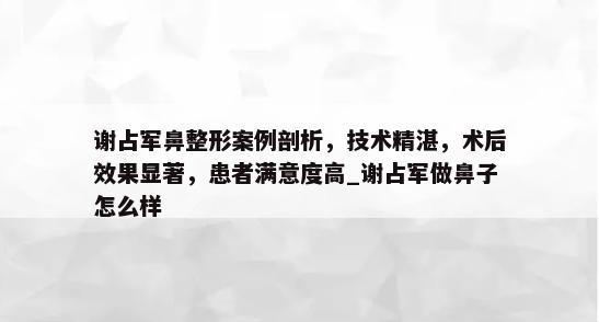 谢占军鼻整形案例剖析，技术精湛，术后效果显著，患者满意度高_谢占军做鼻子怎么样