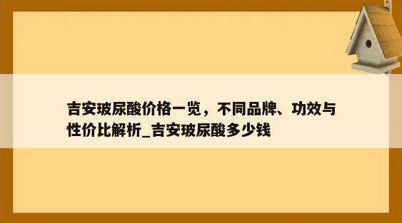 吉安玻尿酸价格一览，不同品牌、功效与性价比解析_吉安玻尿酸多少钱